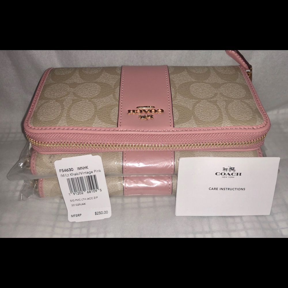 Coach Signature PVC Leather Acc Zip Around Wallet